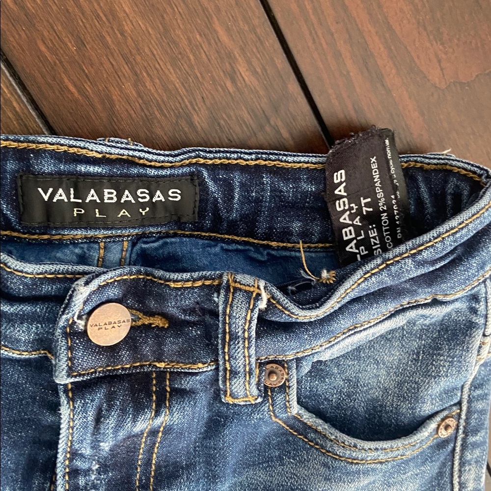 Valabasas Play Kids Denim Distressed Jeans Pockets, Size 7T - Picture 3 of 8